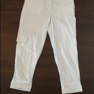 White cotton cargo capris